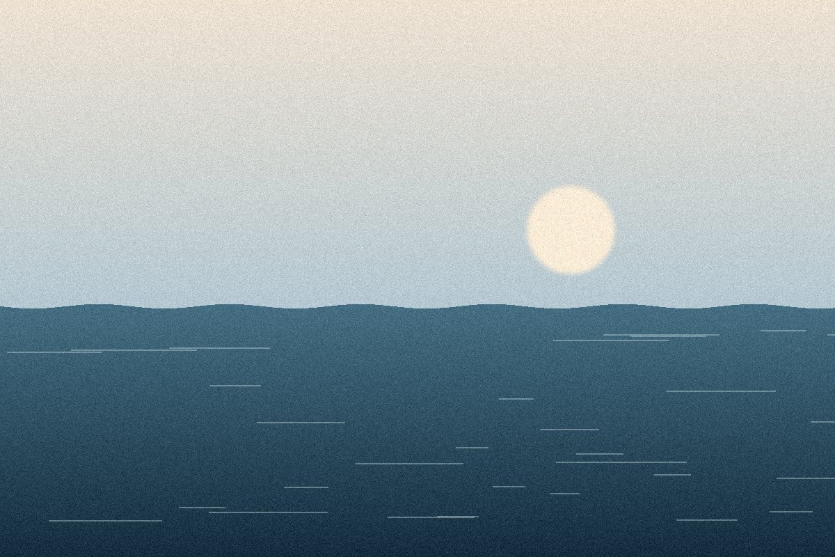 Mar azul com sol baixo